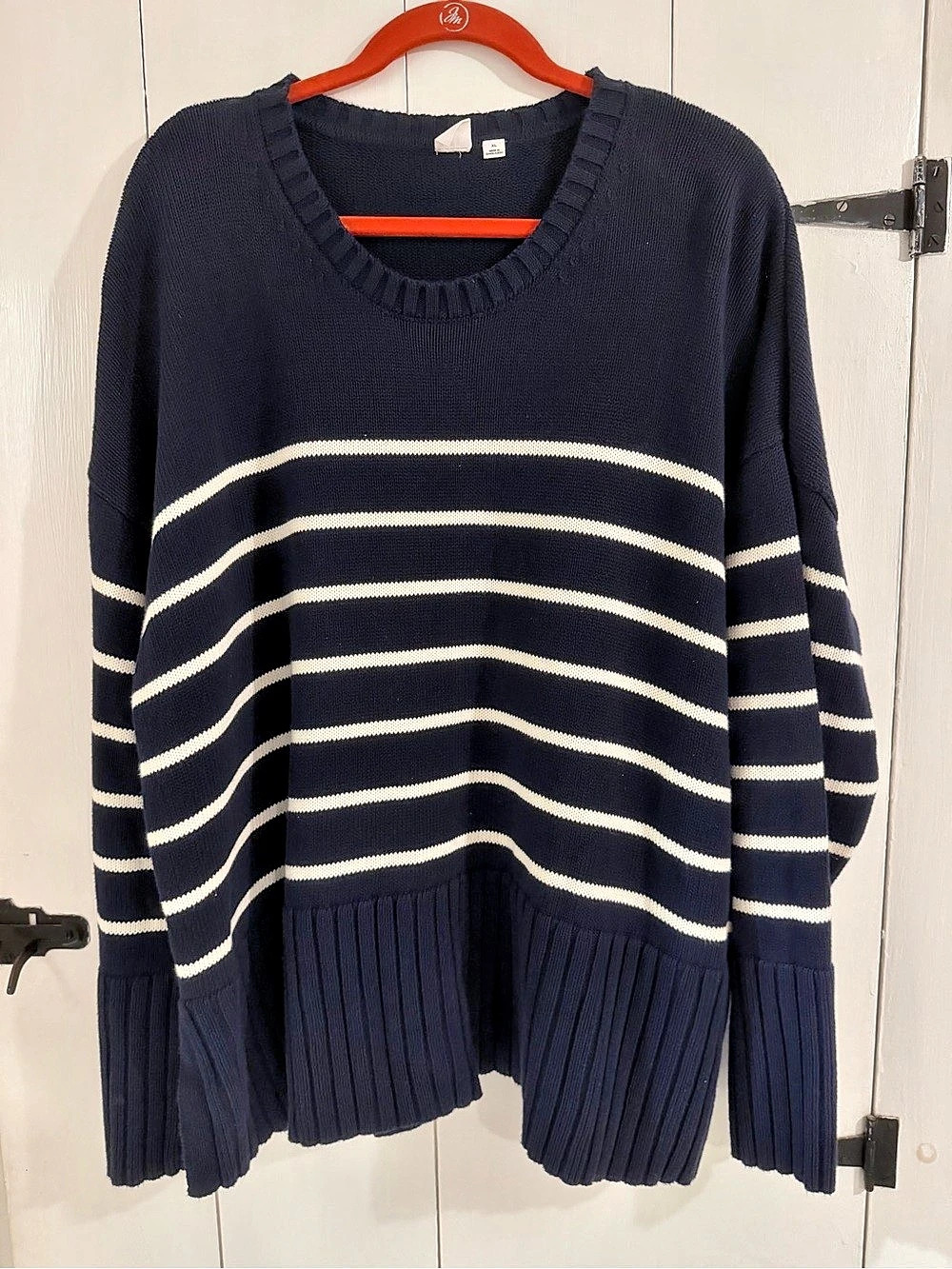 Gap Wide Striped Crewneck Sweater Blue & White XL